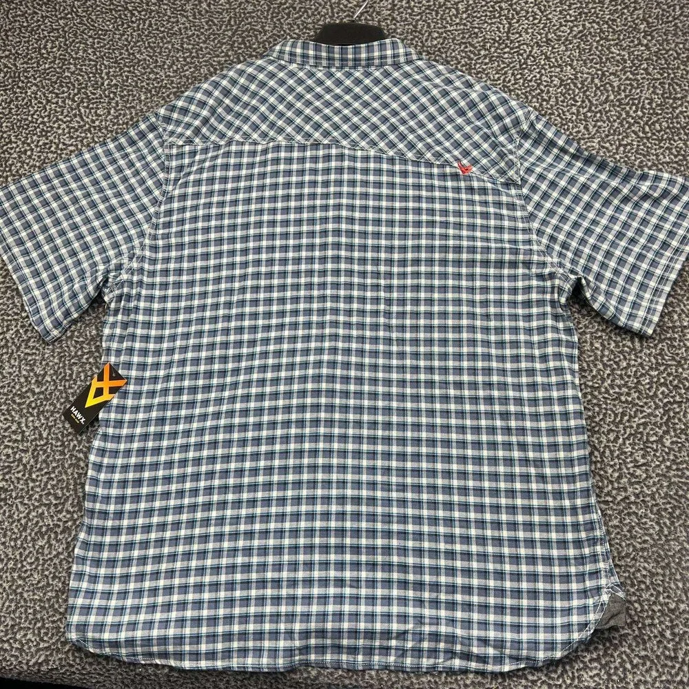 Hawx Work Gear Button Up Shirt Men 2XL Blue White Plaid Short Sleeve New